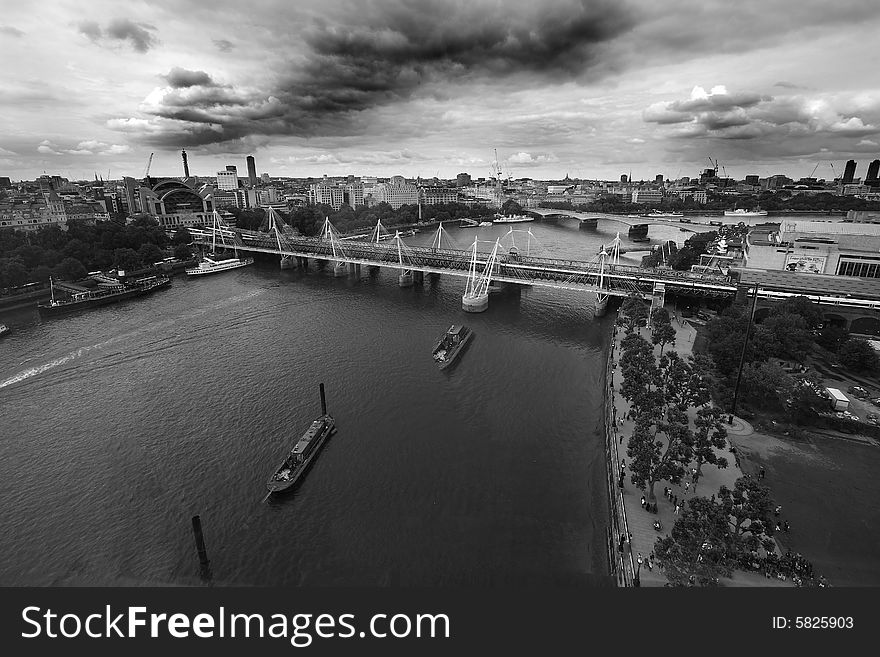 A shot from the London eye of the river Thames