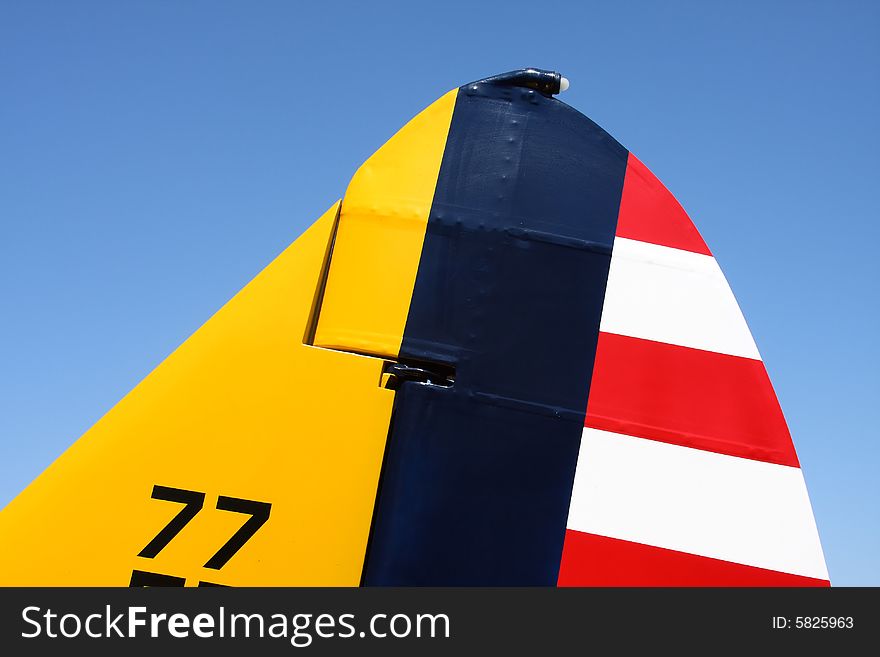 Tail fin of a PT-19A Cornell Airplane. Tail fin of a PT-19A Cornell Airplane.