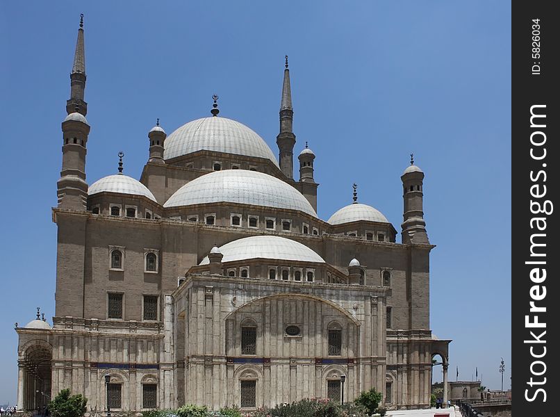 Front View of the Muhammad Ali mosque on the citadel in Cairo, Egypt