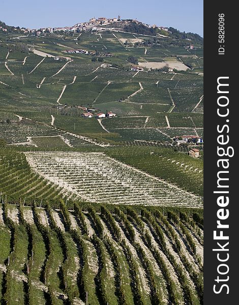 A italian hillside with view of village. A italian hillside with view of village