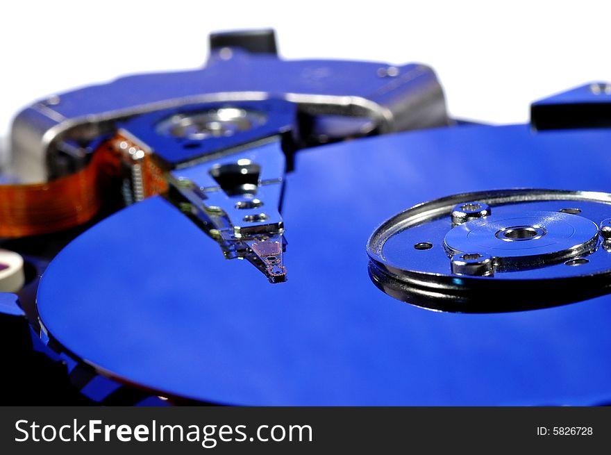 Close-up of a blue hard drive