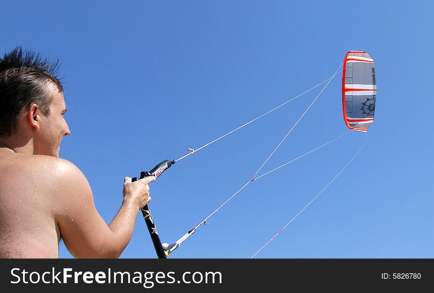 Man with kite. Operating lessons. Man with kite. Operating lessons.