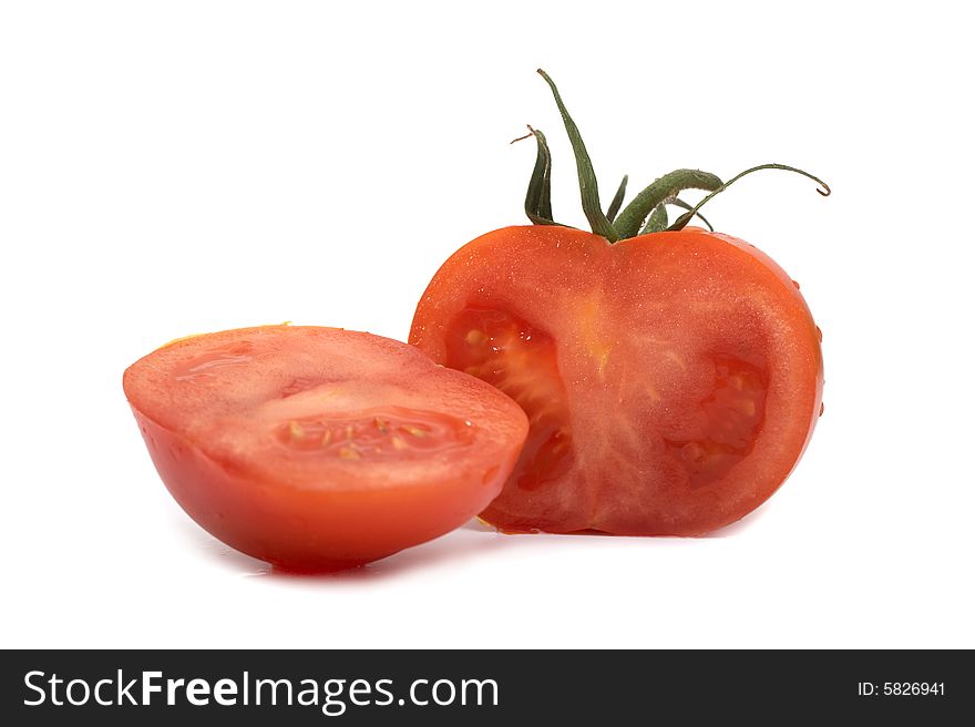 Red tomato on a white background