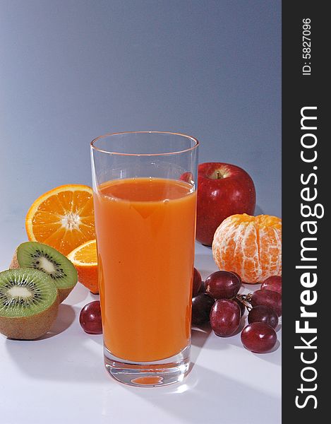 Glass of fresh squeezed fruit juice. Glass of fresh squeezed fruit juice