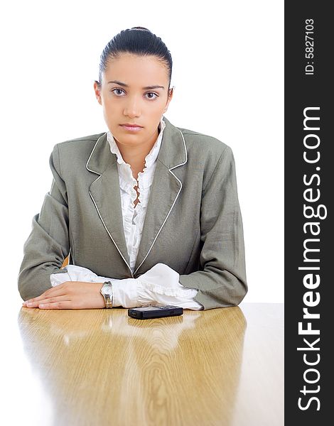 Young businesswoman/teacher tired sitting on her desk