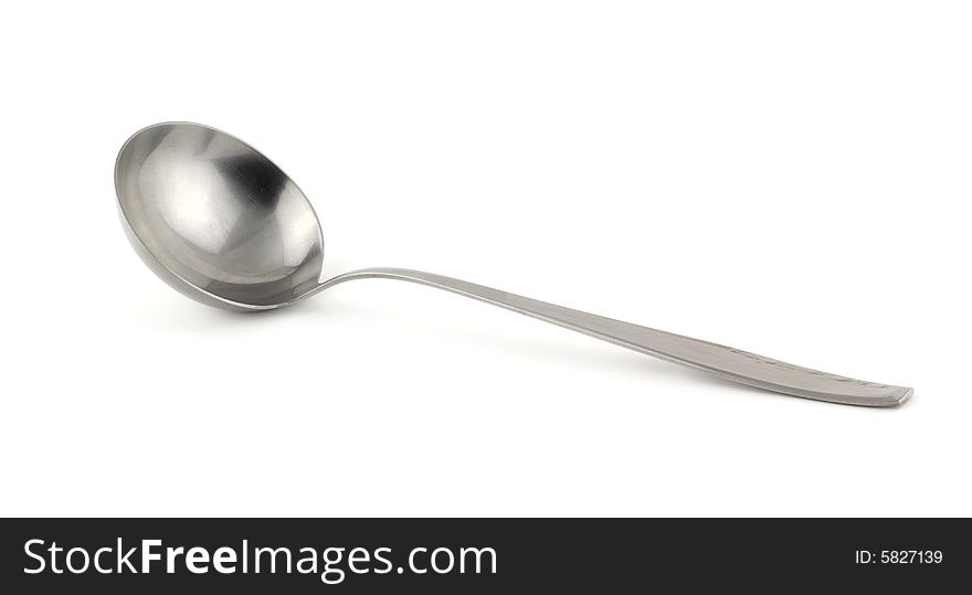 Metal spoon to serve soup. Metal spoon to serve soup