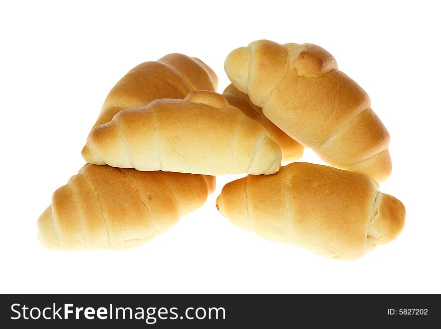 Group of mini croissants isolated on a white background. Group of mini croissants isolated on a white background.