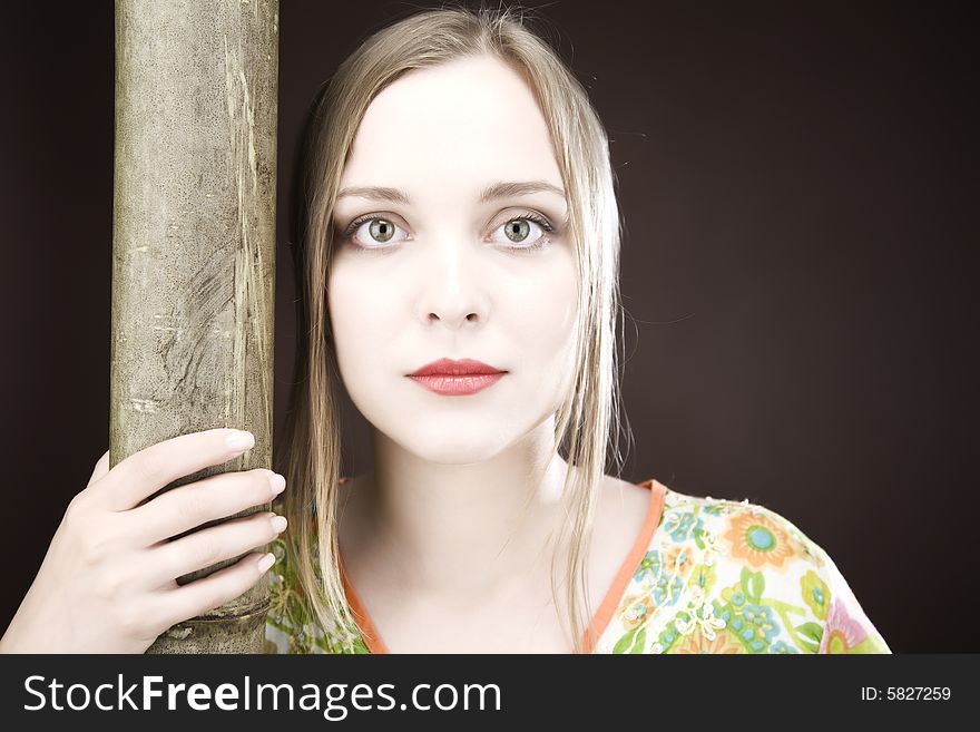 Beauty Women And Bamboo Tree. Beauty Women And Bamboo Tree