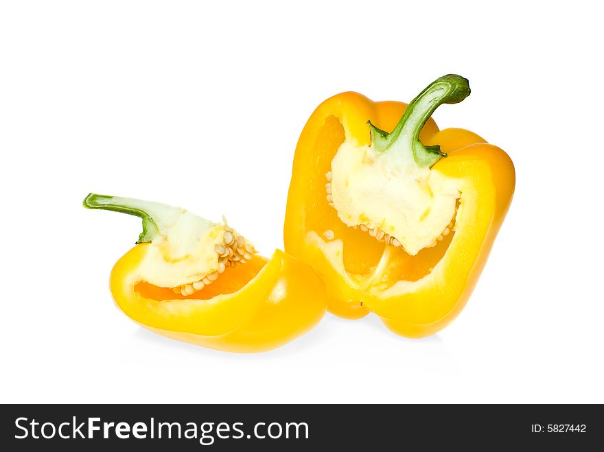 Two pieces of yellow sweet pepper
