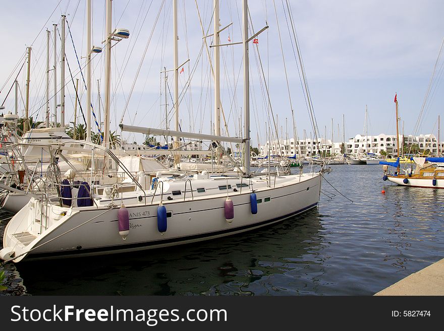 Many yachts in the port