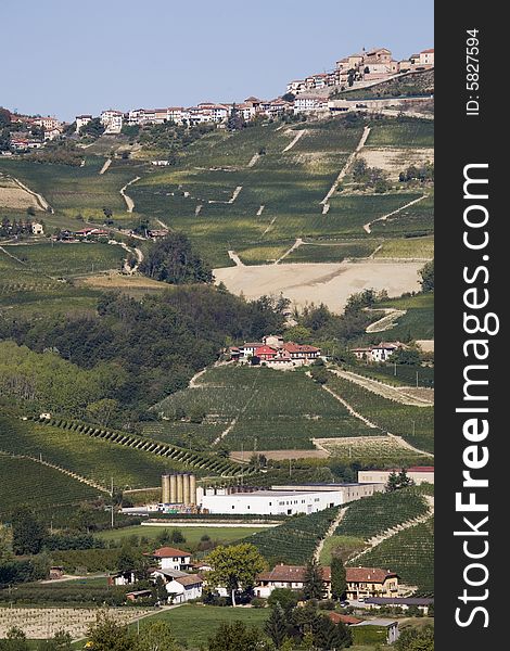 A italian hillside with view of village. A italian hillside with view of village