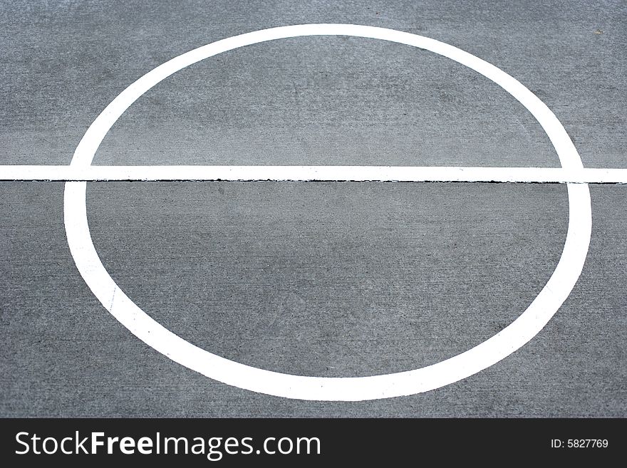 Basketball court lines on a street court