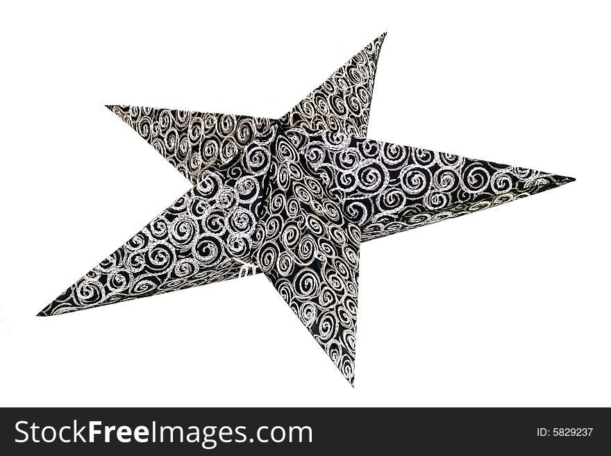 Big black star with silver details isolated. Big black star with silver details isolated