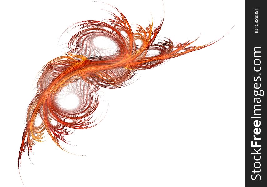 Fractal feather over white background