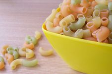 Macaroni In The Yellow Bowl Stock Photos