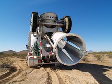 Cement Mixing Truck Parked In Desert - Horizontal Stock Image Cement Mixing Truck Parked In Desert - Horizontal Stock Image