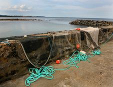 Drying Fishing Nets Royalty Free Stock Images