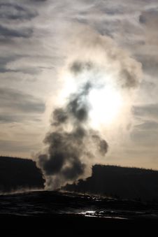 Old Faithful, Silhouetted Royalty Free Stock Photos Old Faithful, Silhouetted Royalty Free Stock Photos