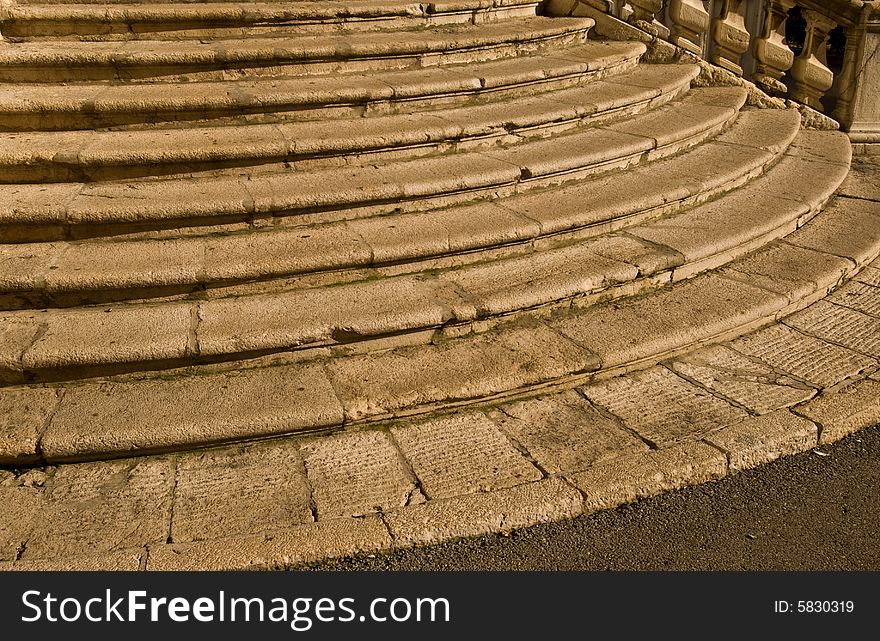 Ancient stairway in the warm afternoon sun