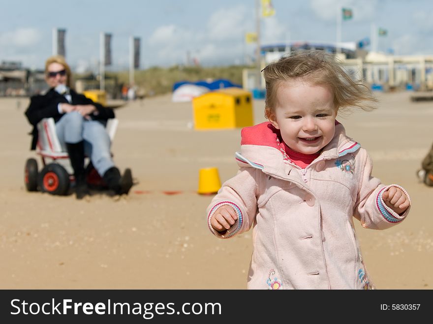 Cute young girl having fun on the beach. Cute young girl having fun on the beach
