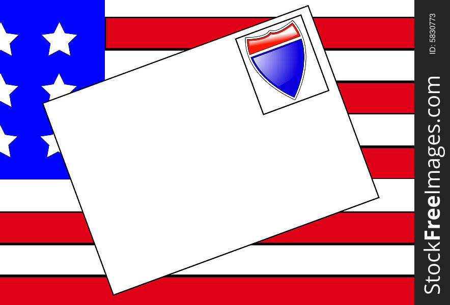 A letter against the flag of the United States of America. A letter against the flag of the United States of America.