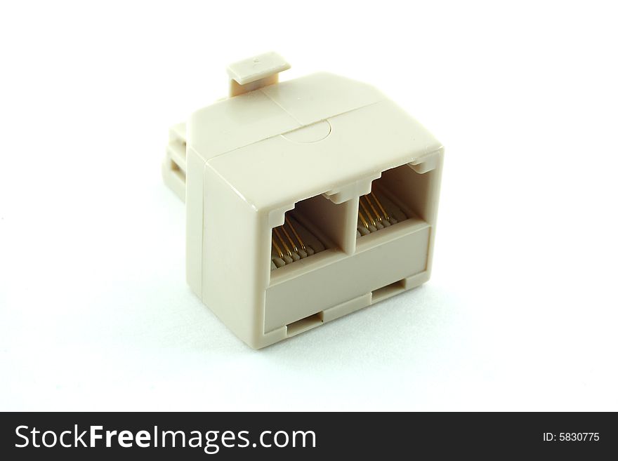 1 to 2 telephone jack adapter on a white background