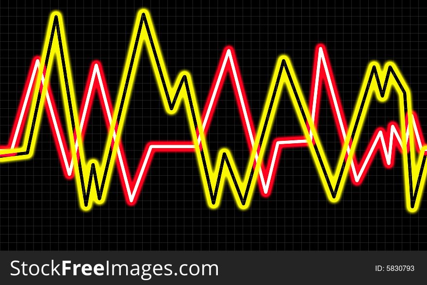 A grid with a waveform in the foreground, it could be used to represent sound waves or heart rate monitors. A grid with a waveform in the foreground, it could be used to represent sound waves or heart rate monitors.