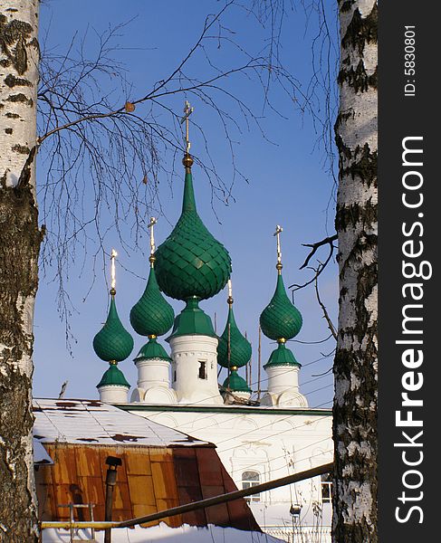 Church in Kineshma city by winter. Church in Kineshma city by winter