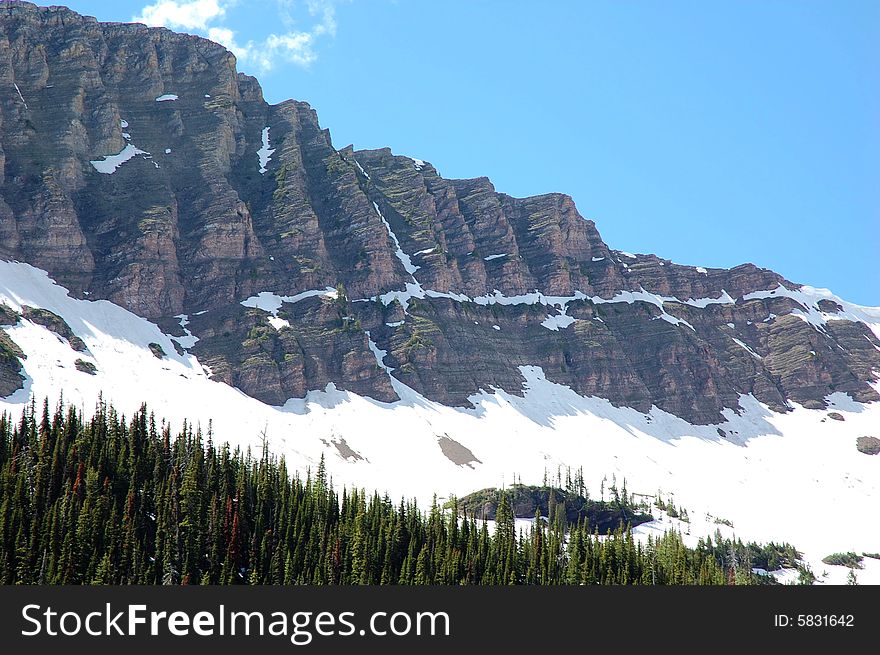 Rocky mountain and hillside forests in glacier national park, montana, united states. Rocky mountain and hillside forests in glacier national park, montana, united states