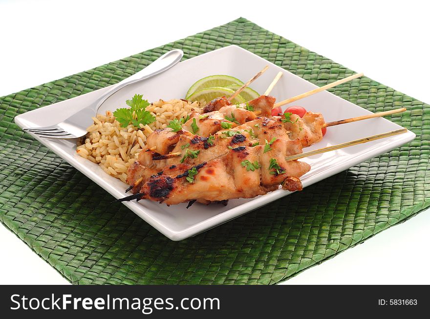Chicken Skewers And Rice