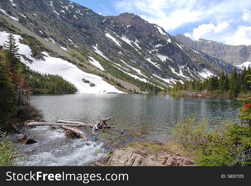 Lake and mountains in waterton lake national park, alberta, canada