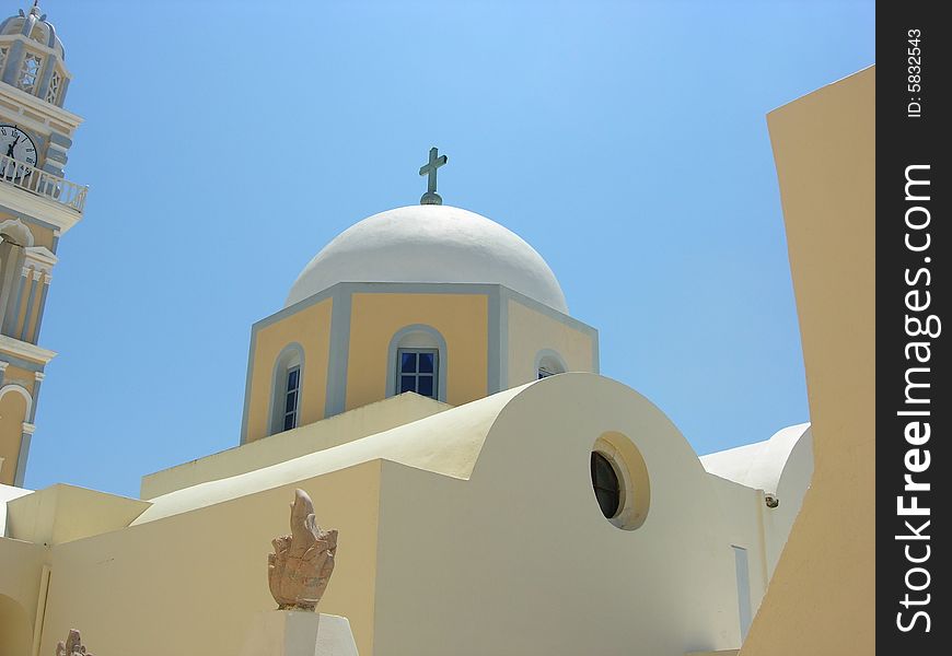 A Religious Mediterranean Dome on the Greek island of Santorini.
