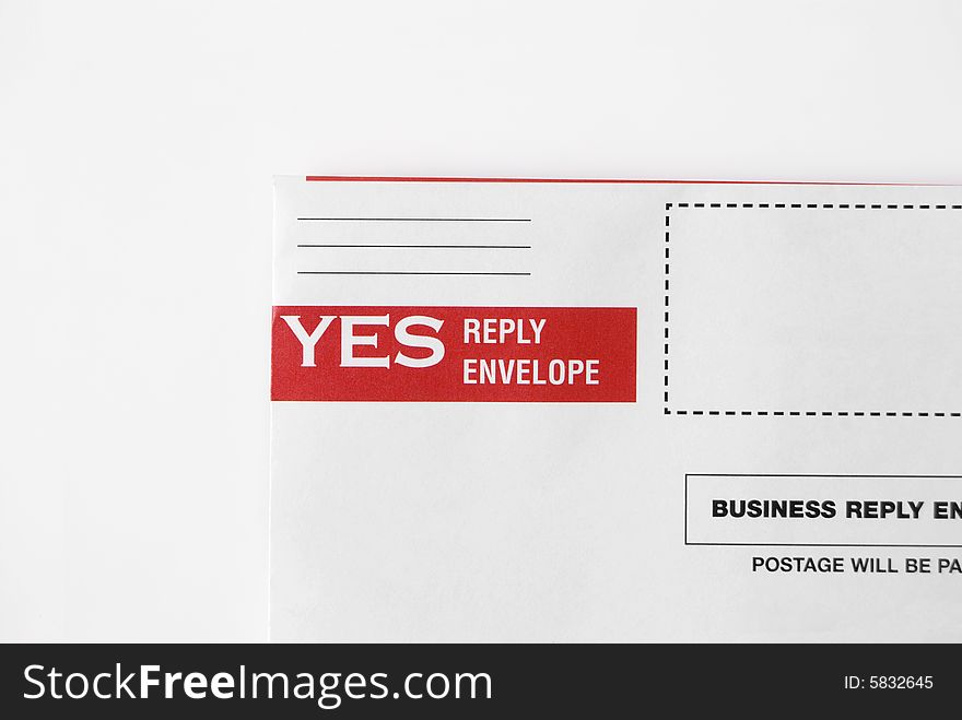 Yes Business Reply Envelope on white background