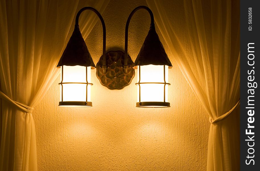 Two classic wall electric lights. Two classic wall electric lights.