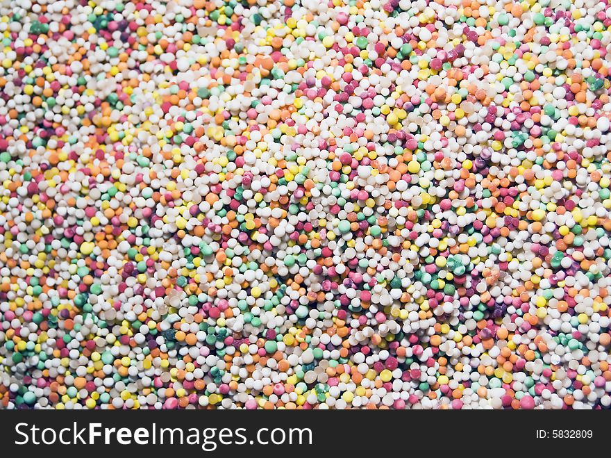 Heap of colorful and rounded sago in the market