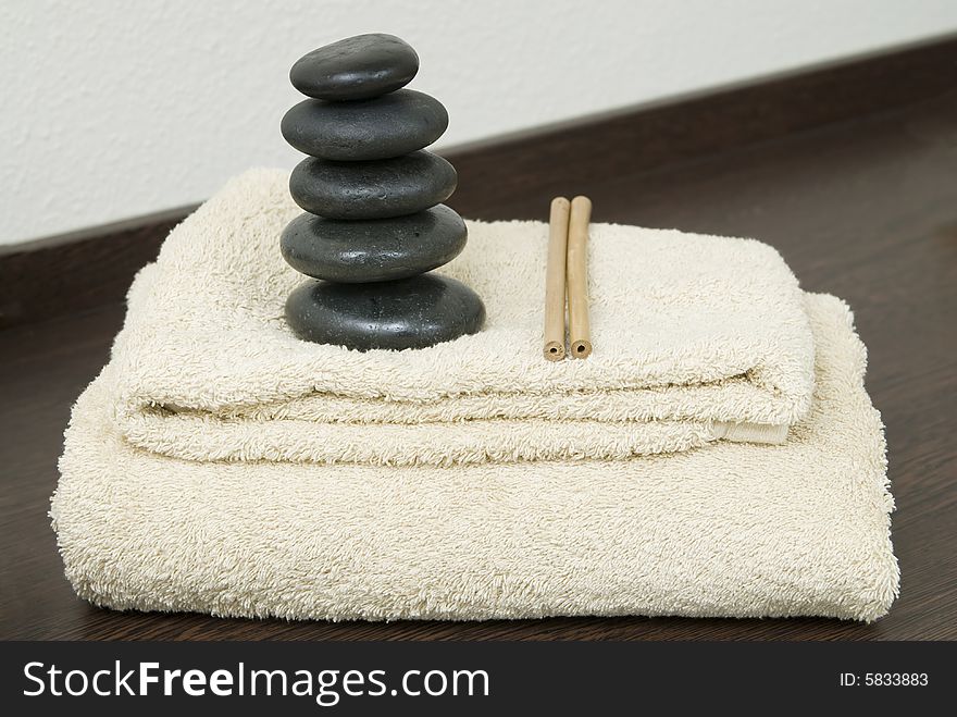 Zen Scene With Towels And Stones