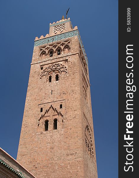 Minaret of Koutoubia Mosque in Marrakesh, Morocco. Minaret of Koutoubia Mosque in Marrakesh, Morocco