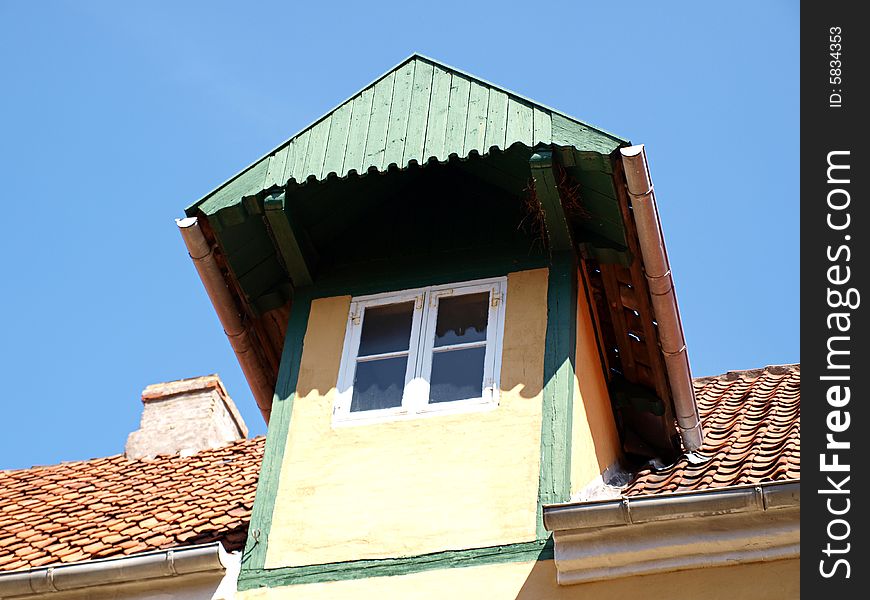 Classical old fashioned style dormer roof attic window