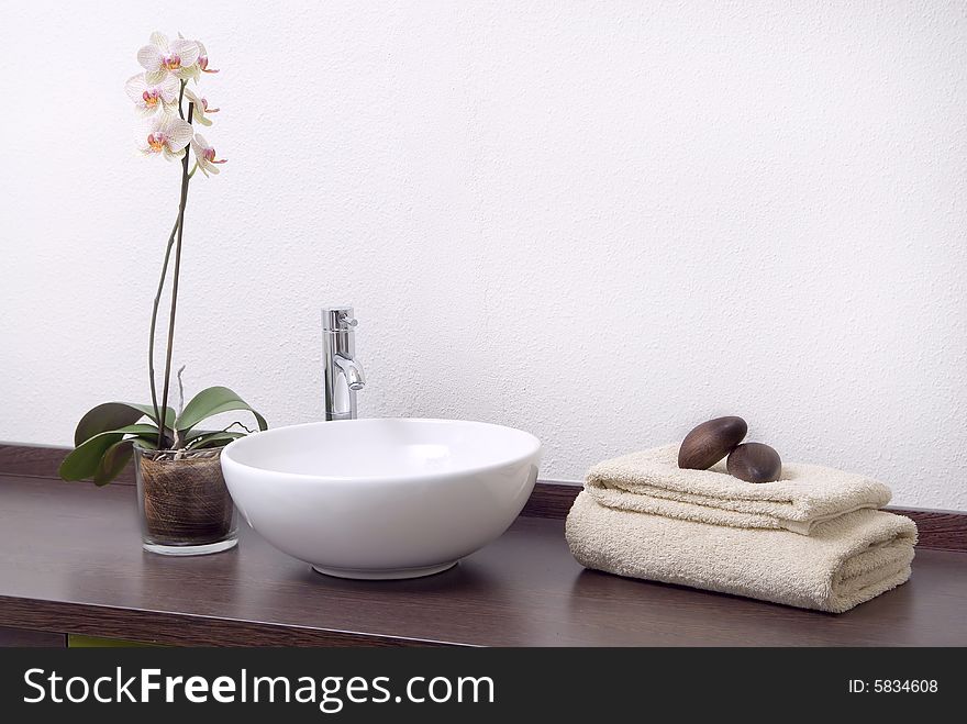 Zen scene with towels and stones