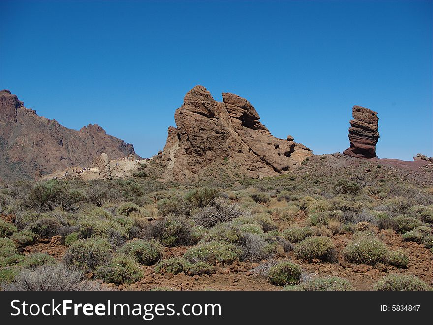 This is a desert area in the central part of Tenerife. It is next to El Teide (the highest mountain in Spain, not just in the Spanish Peninsula). Particularly, the rock on the right used to be in the old 1000 peseta notes (before the euro). This is a desert area in the central part of Tenerife. It is next to El Teide (the highest mountain in Spain, not just in the Spanish Peninsula). Particularly, the rock on the right used to be in the old 1000 peseta notes (before the euro)