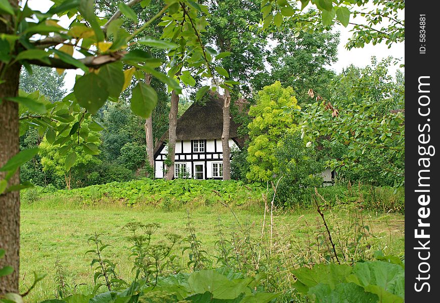 Typical Country Farmhouse In A Forest Denmark