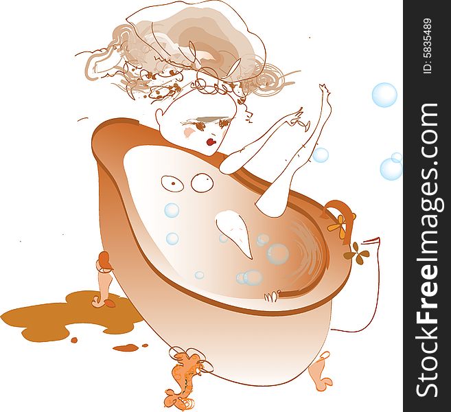 Vector image of a woman having bath. Vector image of a woman having bath