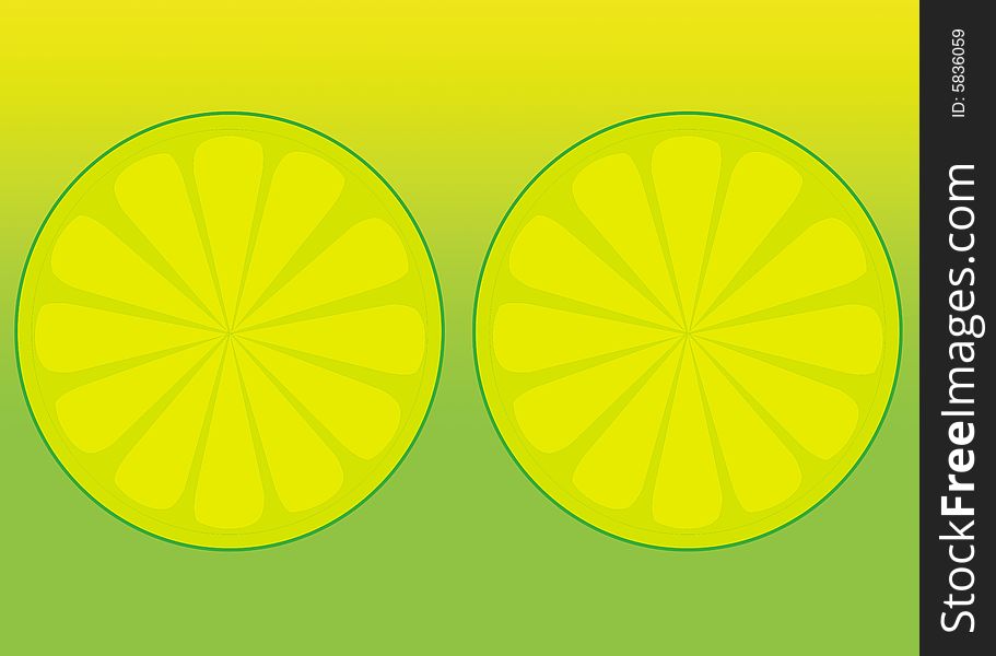 Background or wallpaper of two slices of lime. Background or wallpaper of two slices of lime.