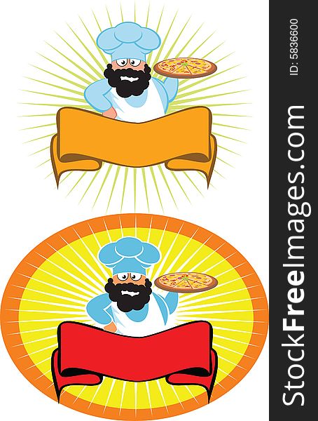 Vector illustration label cook of a pizza