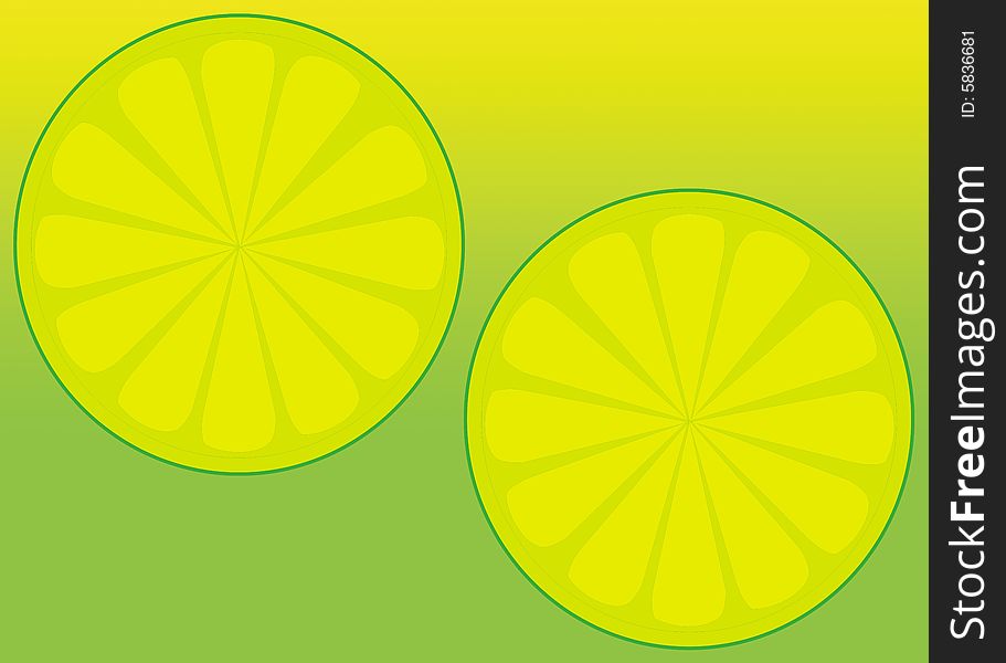 Background, wallpaper or designing elements of two slices of lime. Background, wallpaper or designing elements of two slices of lime.