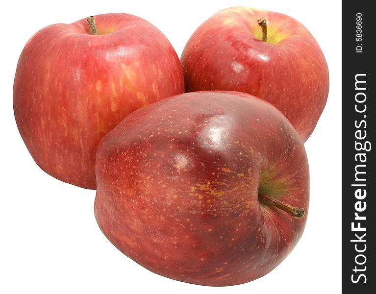 Nice fresh red apples isolated over white with clipping path