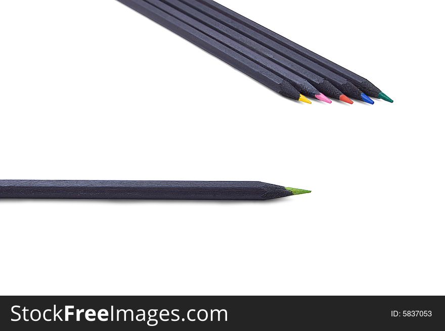 Black wooden coloured pencils