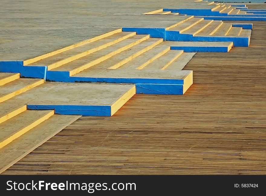 Steps in a park, like piano