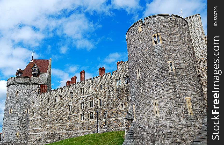 Walls and Tower of Windsor Castle in England