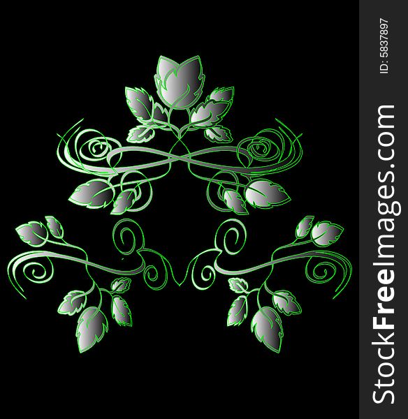 Background illustration of a green floral leaves